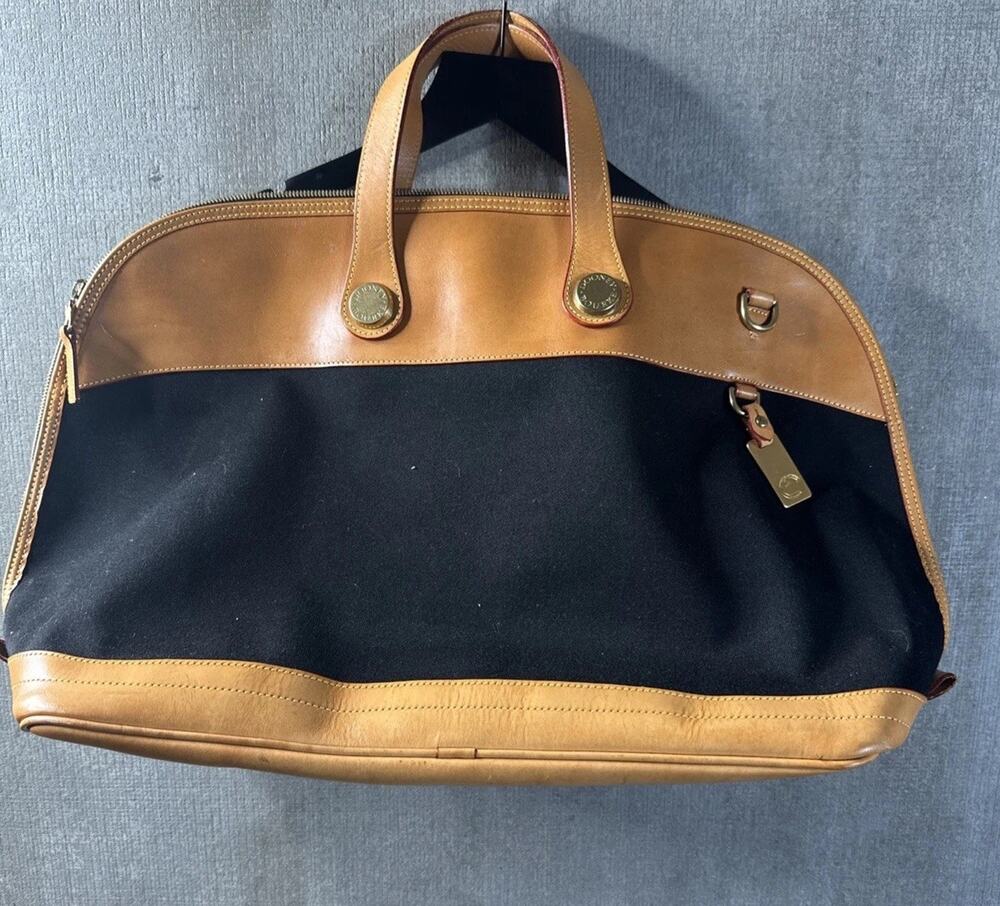 Dooney & Bourke Tan and Black Cabriolet Overnight Travel Bag - MADE IN USA